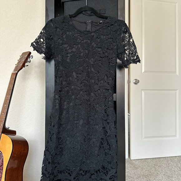 Black Floral Mini Dress - Picture 1 of 3
